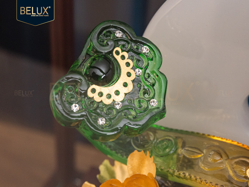 Vương Trượng Như Ý Ngọc Bích dát vàng 24k&nbsp;28x17x36 cm